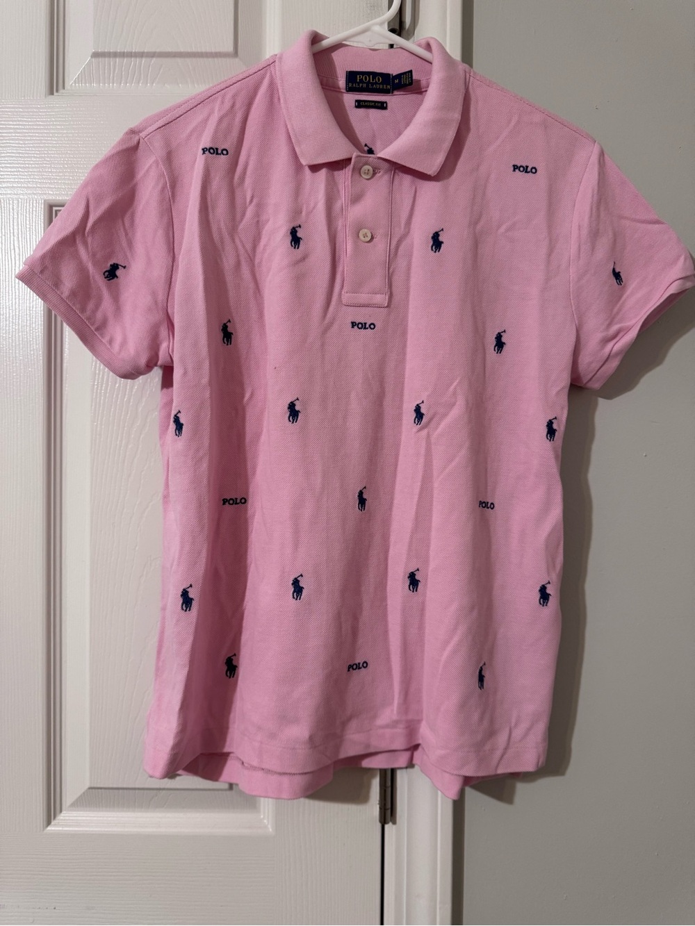 Polo by Ralph Lauren Pink Polo Shirt with Navy Embroidery